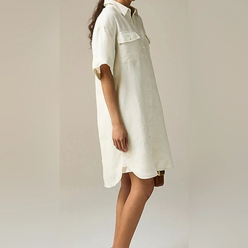 J. Crew Cream Button-Up Shirt Dress